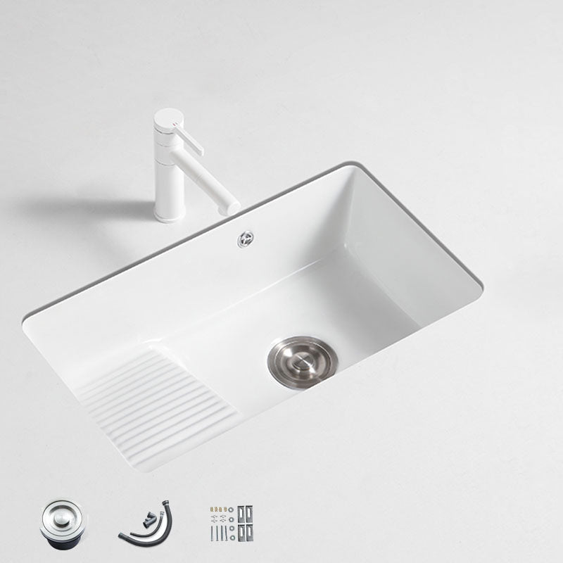 Traditional Undermount Vanity Sink Porcelain Rectangular with Overflow Basin Sink