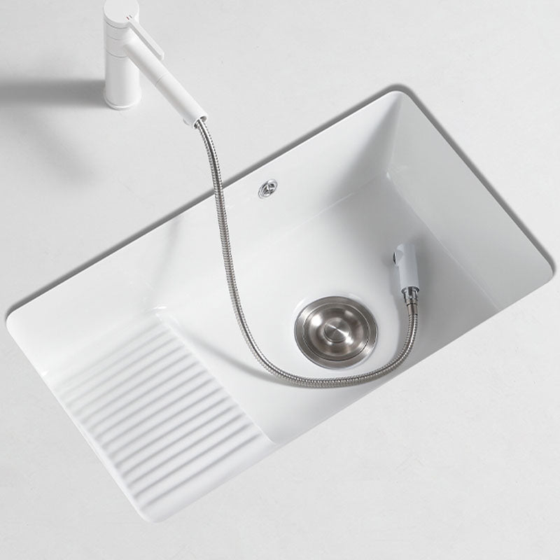 Traditional Undermount Vanity Sink Porcelain Rectangular with Overflow Basin Sink