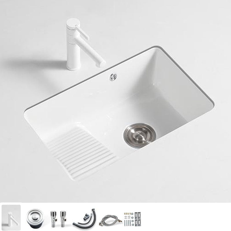 Traditional Undermount Vanity Sink Porcelain Rectangular with Overflow Basin Sink
