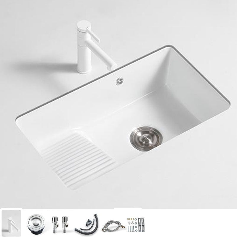 Traditional Undermount Vanity Sink Porcelain Rectangular with Overflow Basin Sink