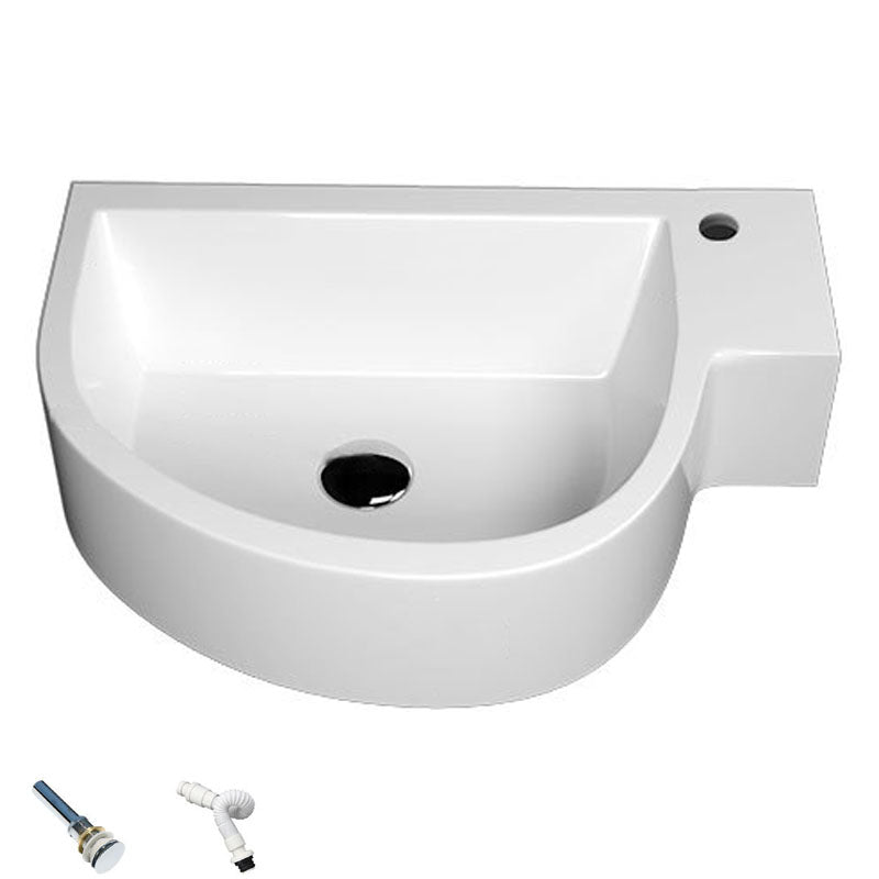 Contemporary Bathroom Sink Man Made Rock Specialty Wall Mount Bathroom Sink without Faucet