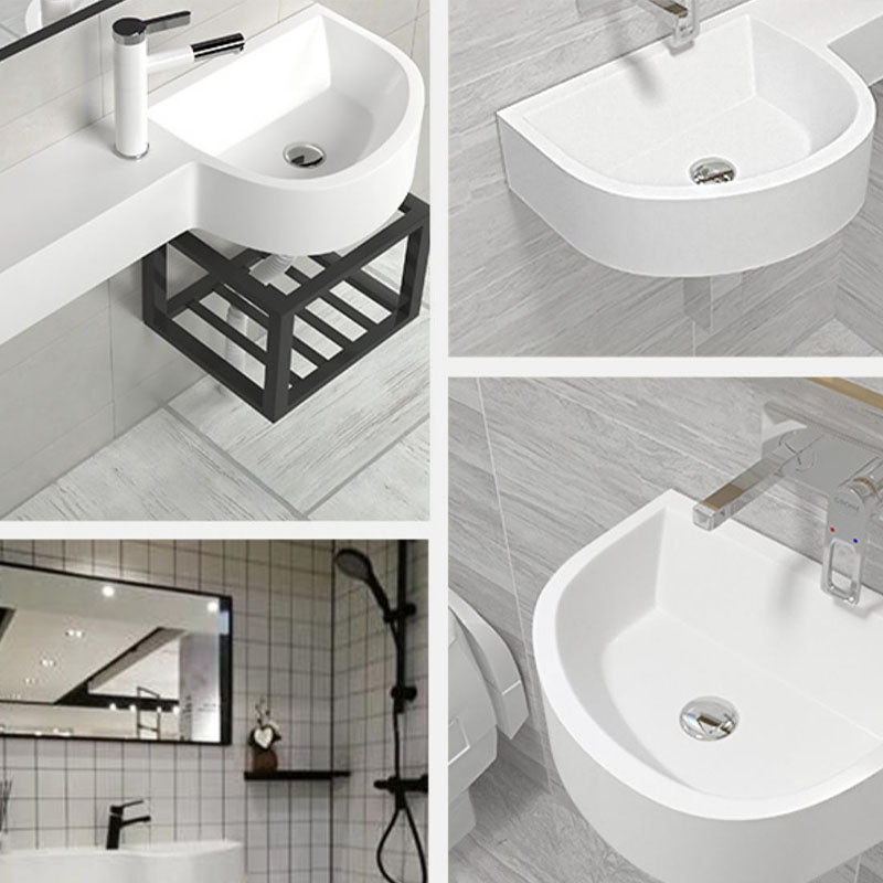 Contemporary Bathroom Sink Man Made Rock Specialty Wall Mount Bathroom Sink without Faucet