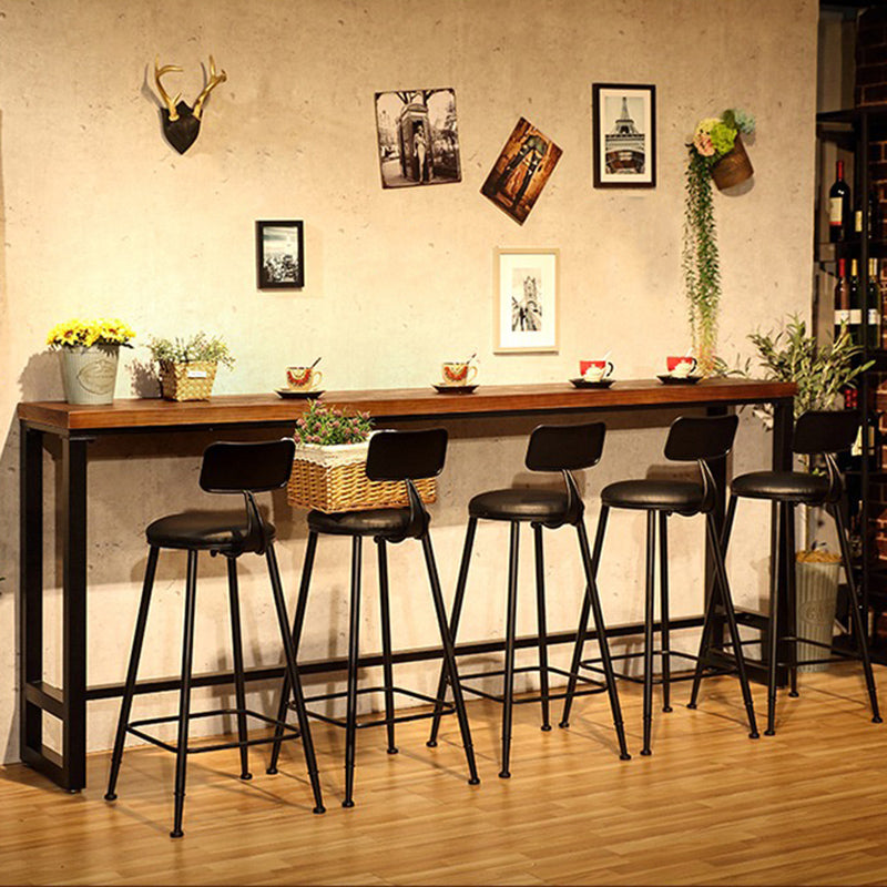 Industrial Bar Height Table Solid Wood Top Bistro Table with Trestle Base