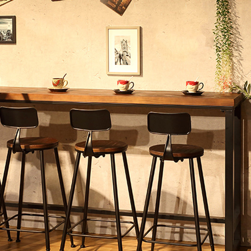 Industrial Bar Height Table Solid Wood Top Bistro Table with Trestle Base