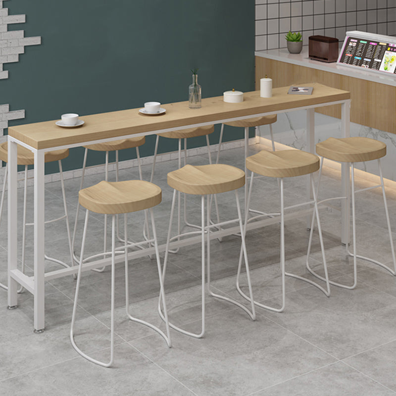 Rectangular Bar Height Table White Legs and Metal Base Bar Table for Patio Use