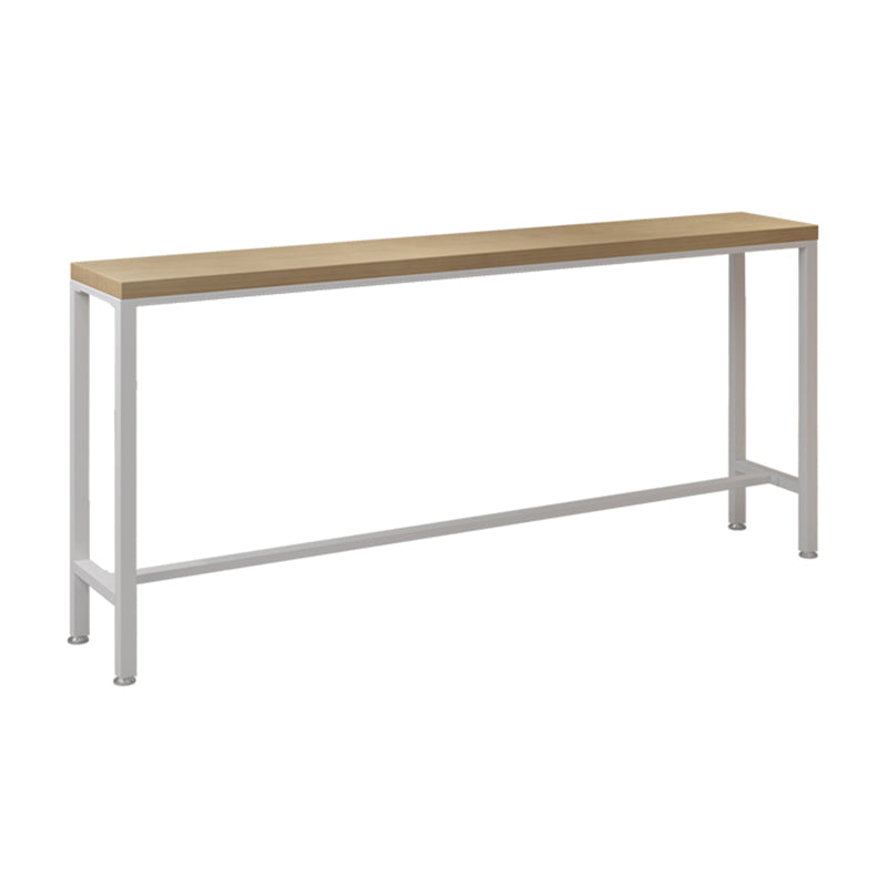 Rectangular Bar Height Table White Legs and Metal Base Bar Table for Patio Use