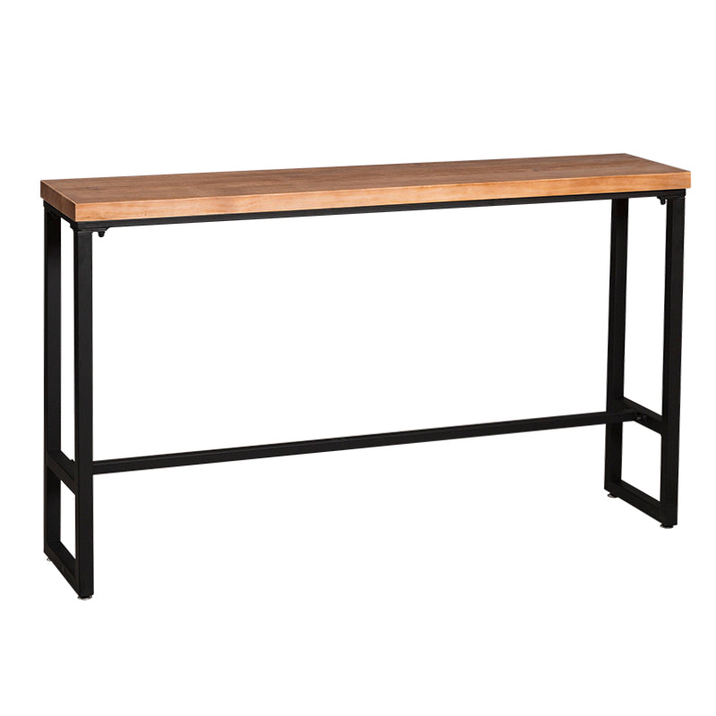 Industrial Bar Height Table Solid Wood Top Bistro Bar Table with Trestle Base