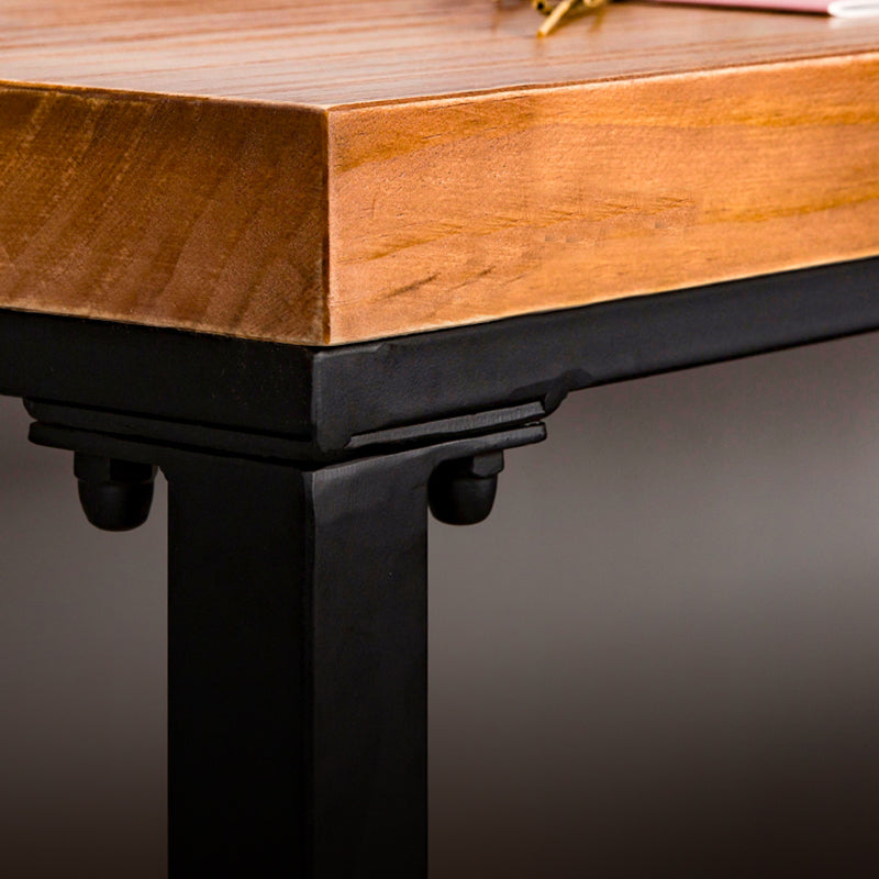 Industrial Bar Height Table Solid Wood Top Bistro Bar Table with Trestle Base