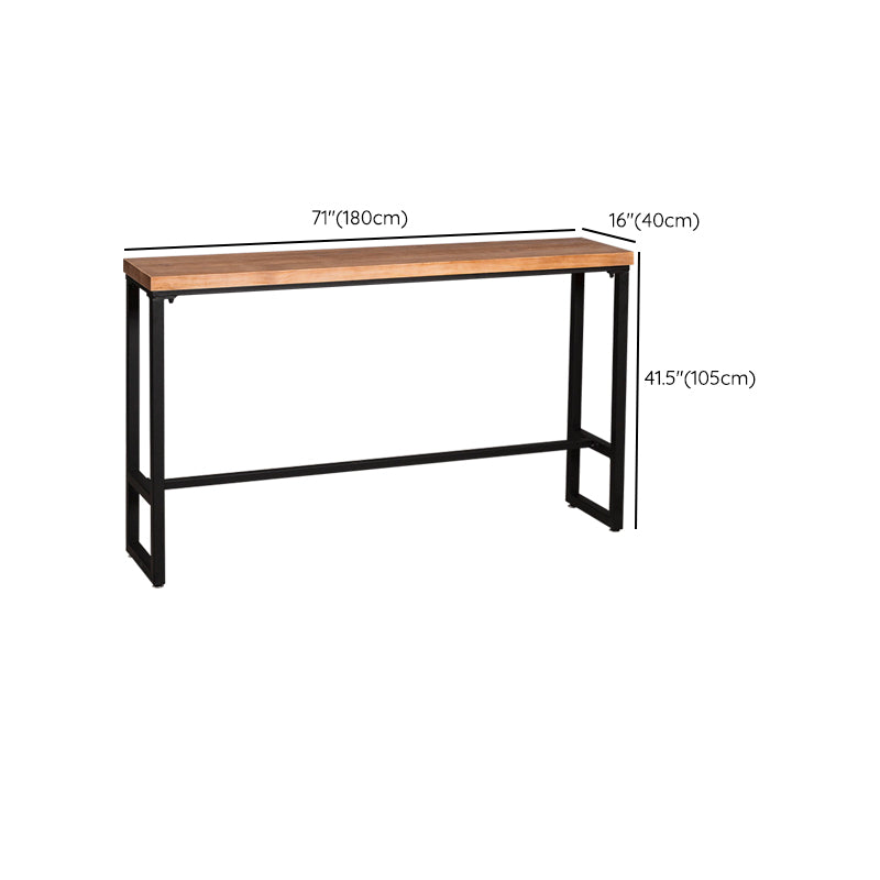 Industrial Bar Height Table Solid Wood Top Bistro Bar Table with Trestle Base