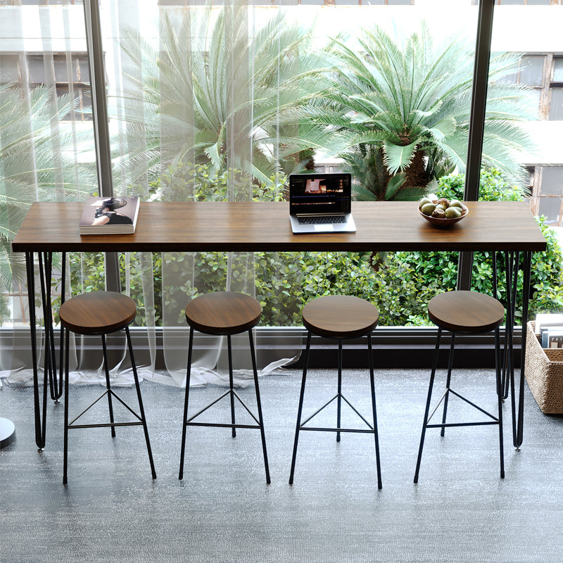 Rectangular Bar Height Table Black Legs and Metal Base Bar Table with Four Legs