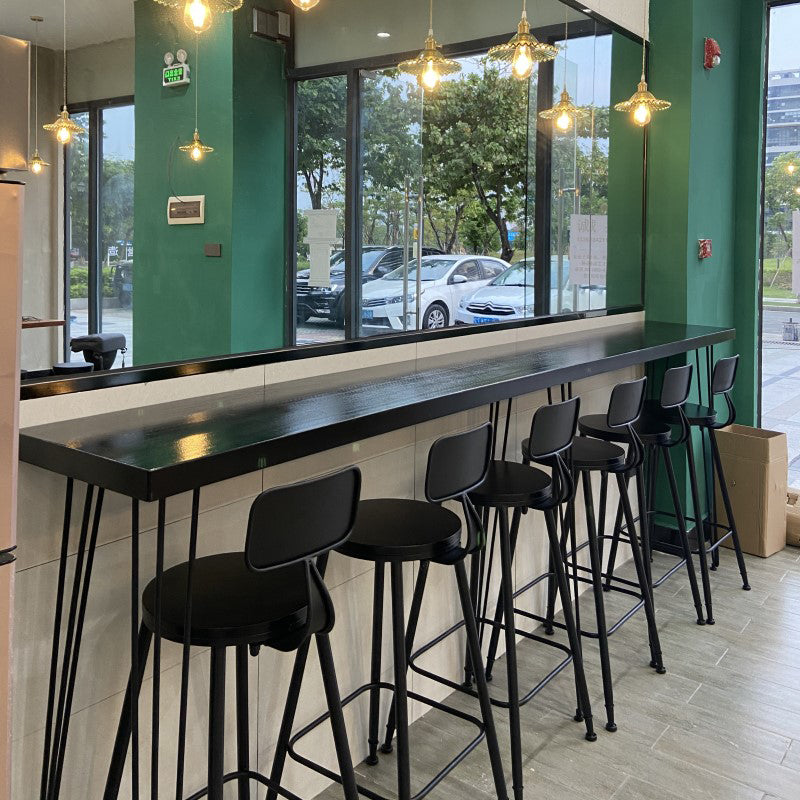 Rectangular Bar Height Table Black Legs and Metal Base Bar Table with Four Legs