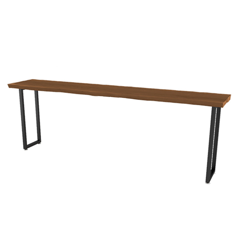 Rectangular Bar Height Table Black Legs and Metal Base Bistro Bar Table for Dining Room