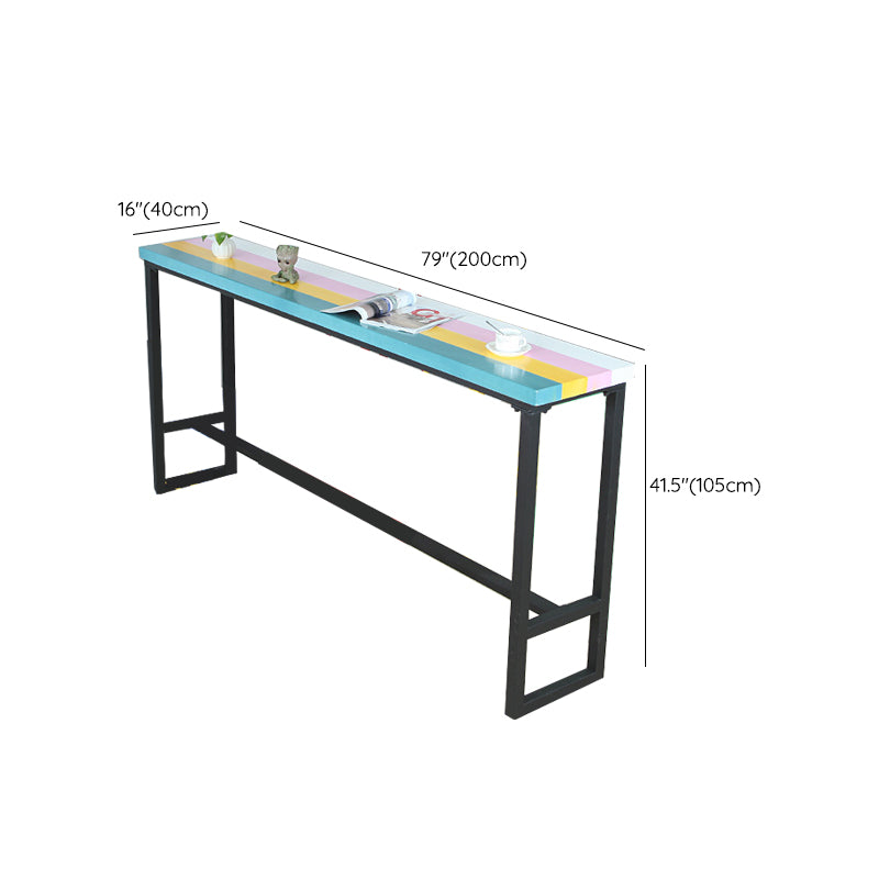 Modern Bar Height Table Solid Wood Top Bistro Bar Table with Metal Base