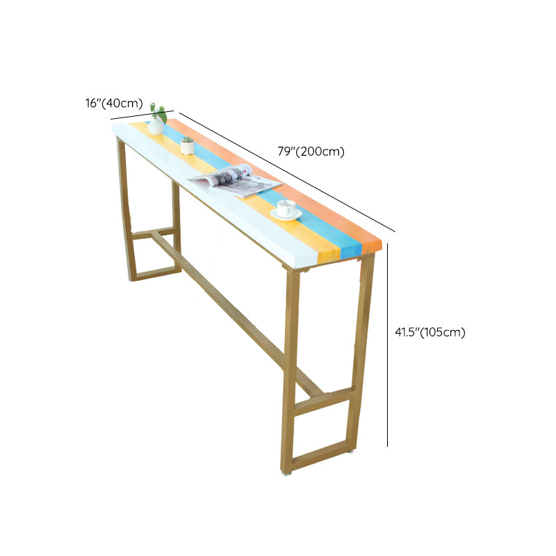 Modern Bar Height Table Solid Wood Top Bistro Bar Table with Metal Base