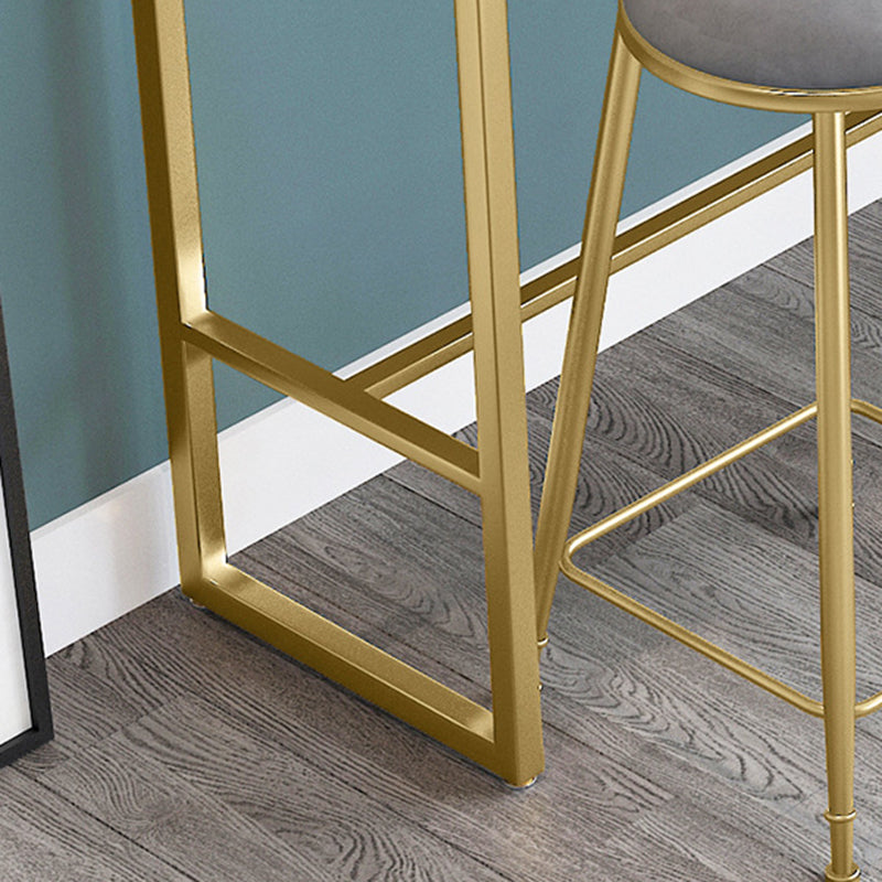 Glam Bar Height Table White Faux Marble Top Bistro Bar Table with Gold Base