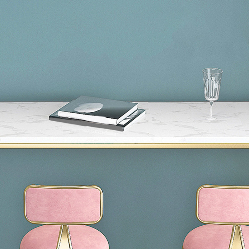 Glam Bar Height Table White Faux Marble Top Bistro Bar Table with Gold Base