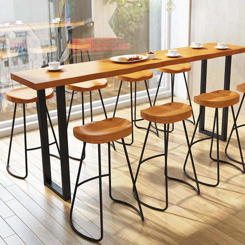 Modern Bar Height Table Solid Wood Top Bistro Table with Sled Base