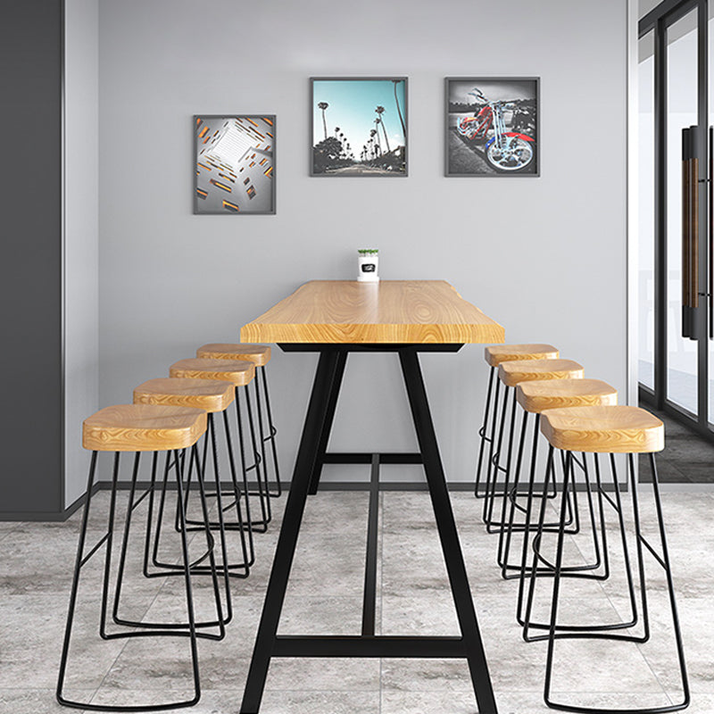 Rectangular Bar Height Table Black Legs and Metal Base Bistro Pub Table