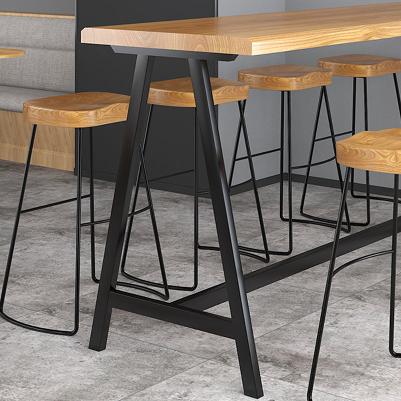 Rectangular Bar Height Table Black Legs and Metal Base Bistro Pub Table