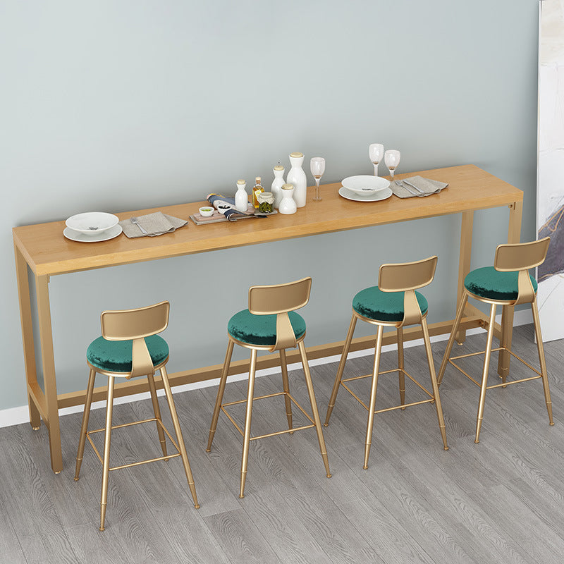 Glam Bar Height Table Solid Wood Top Bistro Bar Table with Trestle Base