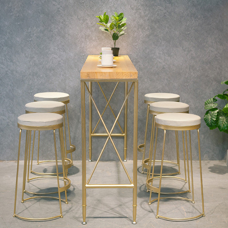 Glam Bar Height Table Solid Wood Top Bistro Bar Table for Living Room