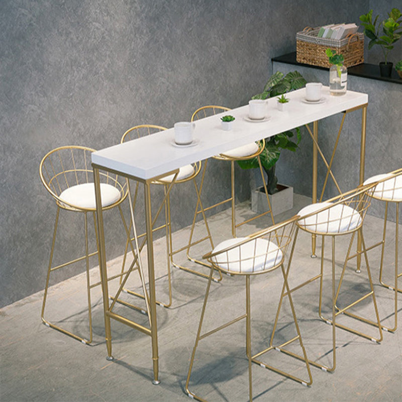 Glam Bar Height Table Solid Wood Top Bistro Bar Table for Living Room