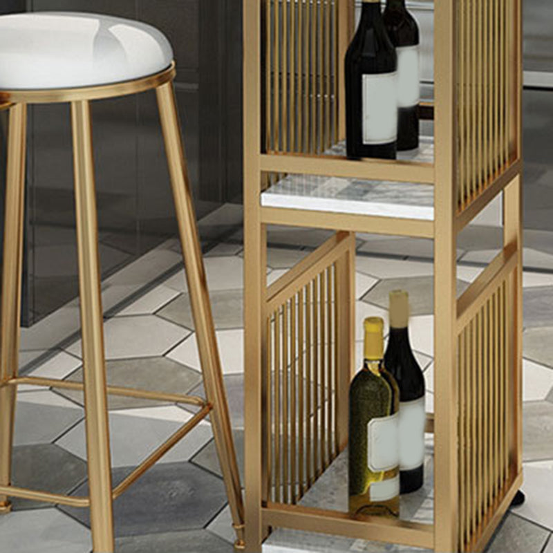 Faux Marble Top Bar Height Table Glam Style Bistro Table with 2 Shelves