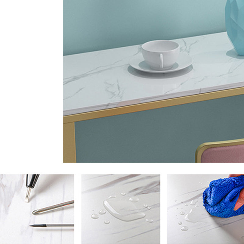 Faux Marble Top Bar Height Table Glam Style Bistro Table for Patio Use