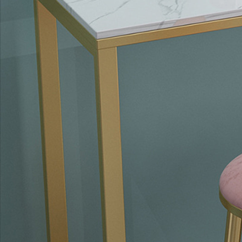 Faux Marble Top Bar Height Table Glam Style Bistro Table for Patio Use