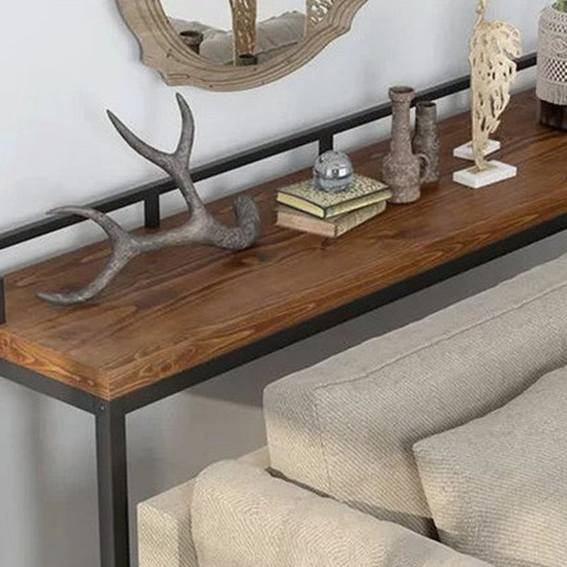 Rectangular Bar Height Table Wood Top Bistro Bar Table with Trestle Base