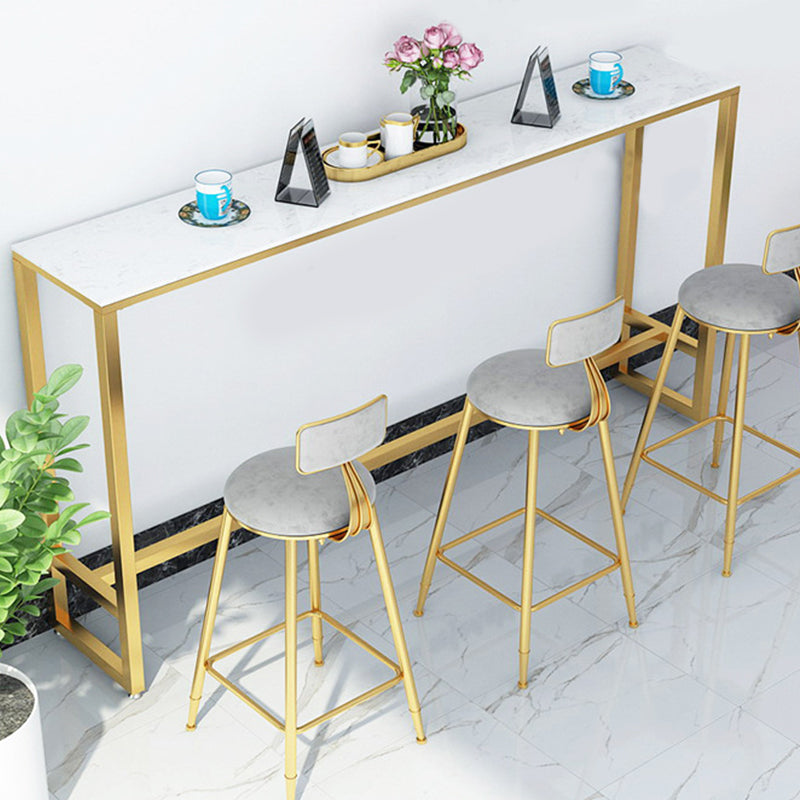 Glam Bar Height Table Faux Marble Top Bistro Bar Table with Trestle Base