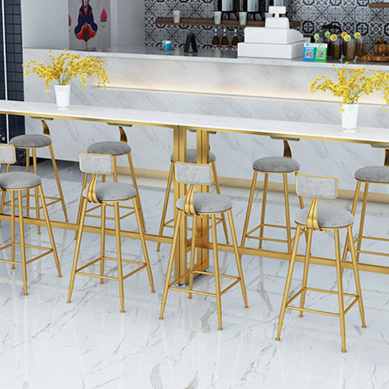 Glam Bar Height Table Faux Marble Top Bistro Bar Table with Trestle Base