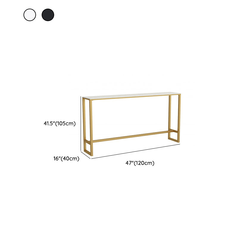 Glam Bar Height Table Faux Marble Top Bistro Bar Table with Trestle Base