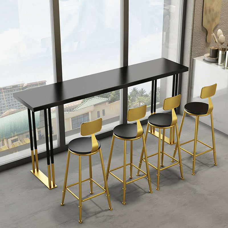 Glam Bar Height Table Solid Wood Top Bistro Bar Table with Double Pedestal Base