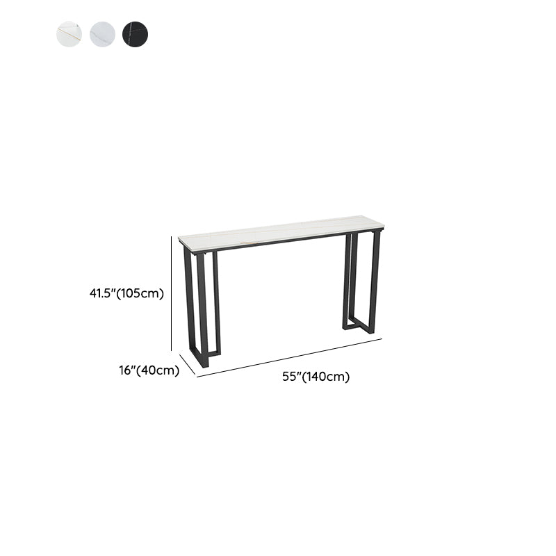 Industrial Bar Height Table Stone Top Bistro Table with Black Base