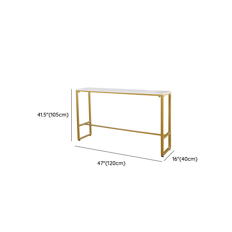 Faux Marble Bar Height Table Modern Style Bistro Table with Gold Base
