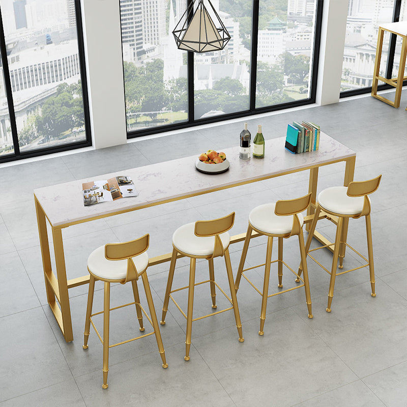 Faux Marble Bar Height Table Modern Style Bistro Table for Living Room