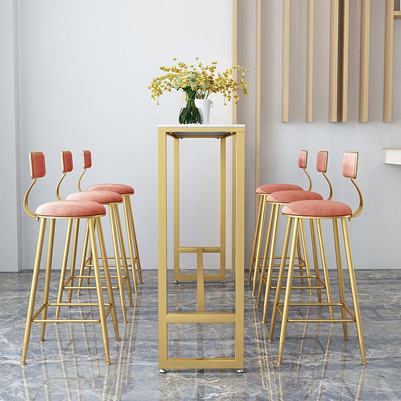 White Faux Marble Table Modern Style Bistro Table with Trestle Base