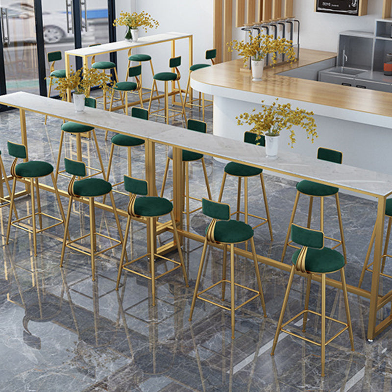 White Faux Marble Table Modern Style Bistro Table with Trestle Base