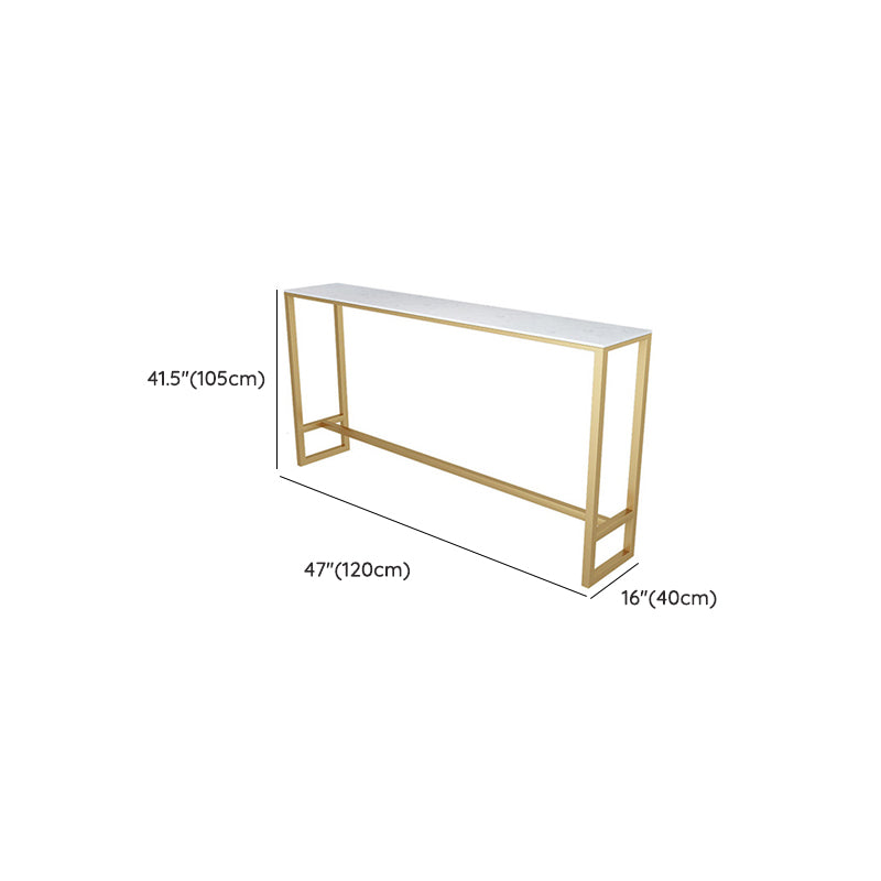 White Faux Marble Table Modern Style Bistro Table with Trestle Base