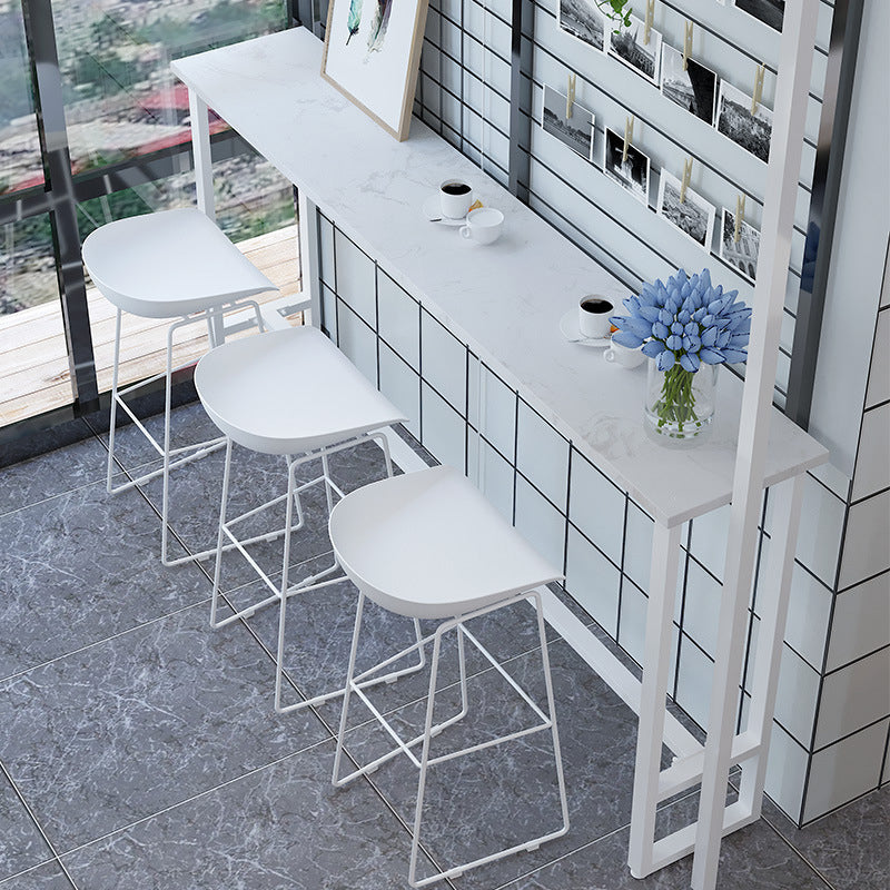 Modern Bar-Height Table Faux Marble Top Bistro Table for Patio Use