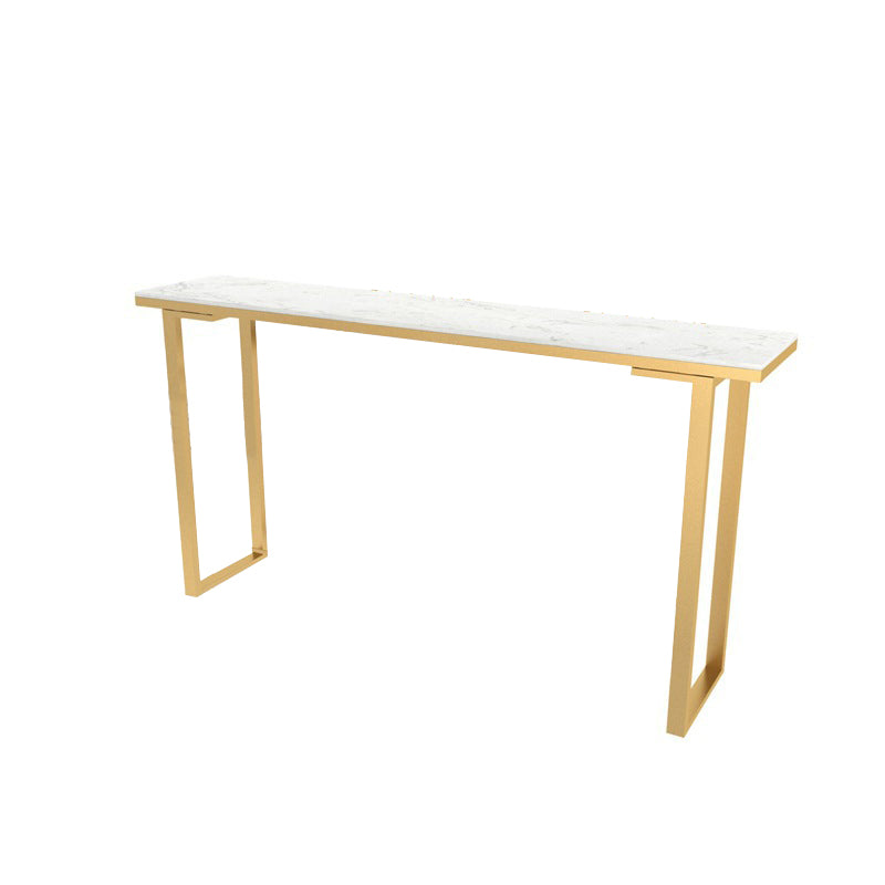 Faux Marble Table Modern Style Bistro Bar Table with Sled Base