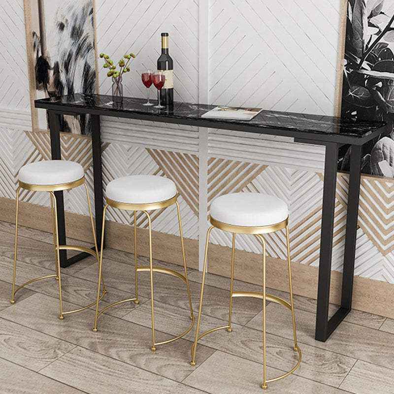 Faux Marble Table Modern Style Bistro Bar Table with Sled Base