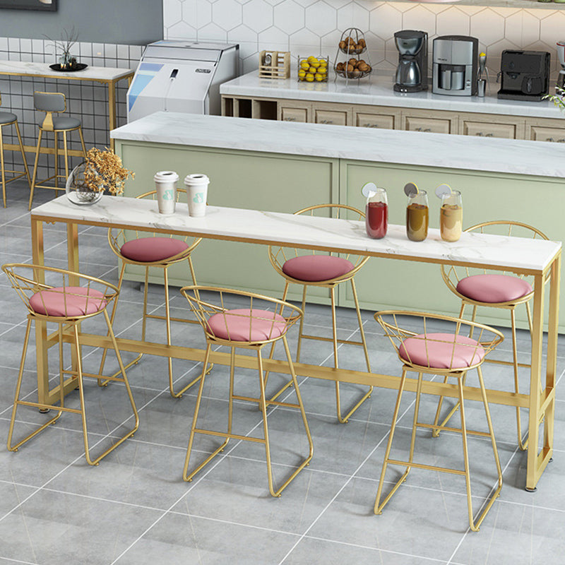 White Faux Marble Table Modern Style Bistro Bar Table for Living Room