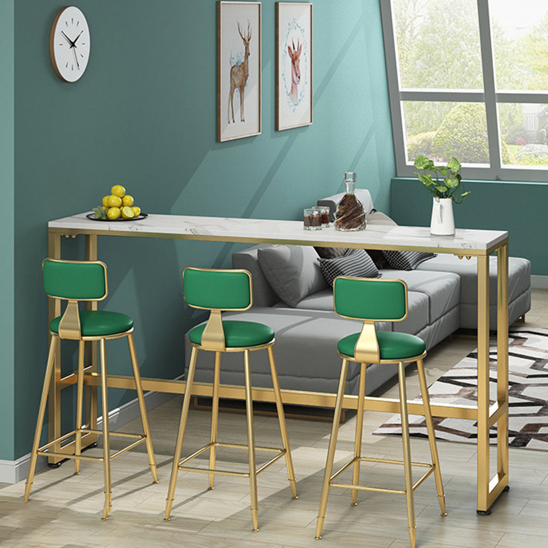 White Faux Marble Table Modern Style Bistro Bar Table for Living Room