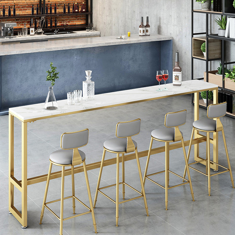 White Faux Marble Table Modern Style Bistro Bar Table for Living Room