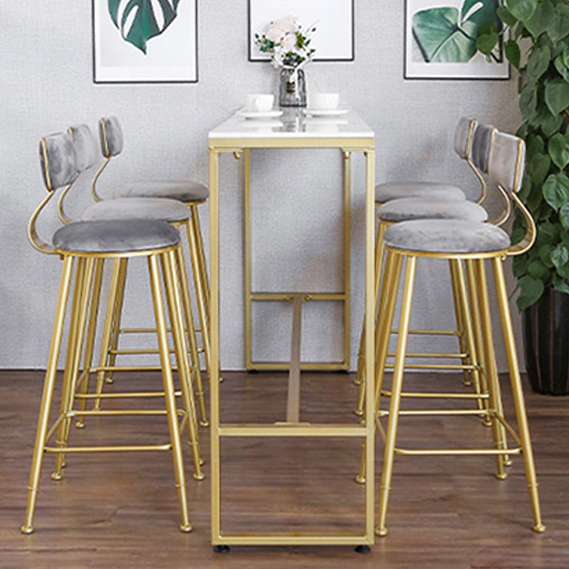 White Faux Marble Table Modern Style Bistro Bar Table with Trestle Base