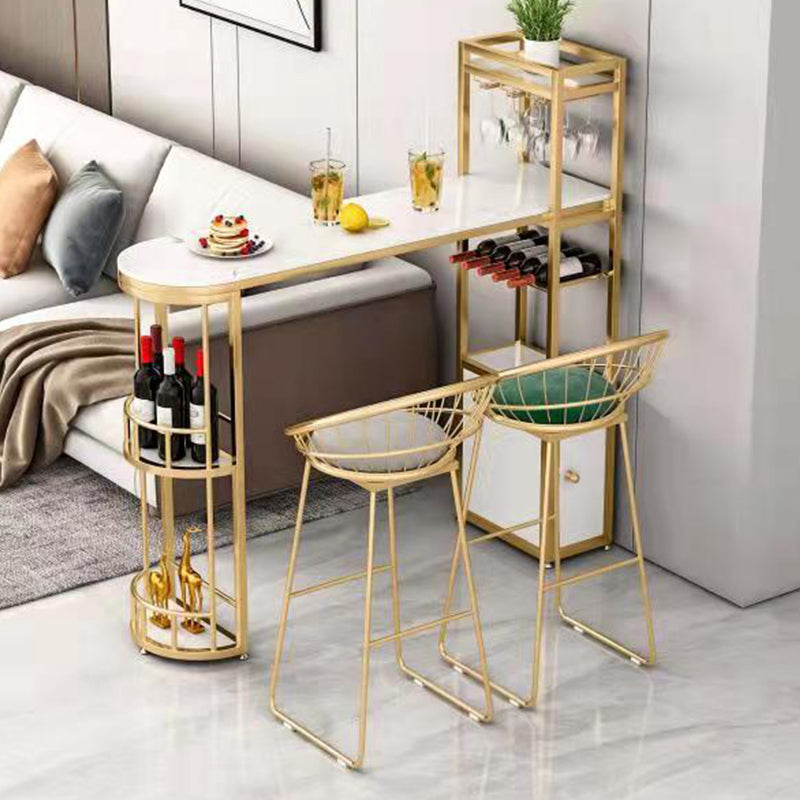 Faux Marble Top Bar Table Specialty Contemporary Style Pub Table for Breakroom