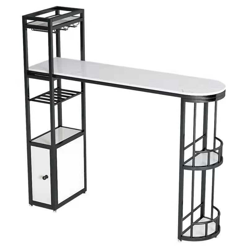 Faux Marble Top Bar Table Specialty Contemporary Style Pub Table for Breakroom