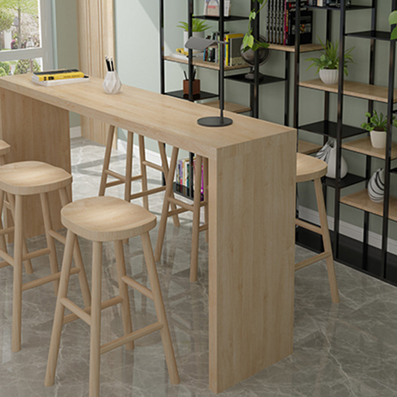 Contemporary Style Solid Wood Bar Stool Table Rectangle Bar Table in Natural
